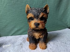 Yorkshire Terrier Puppy Dog Unmounted Sitting 16cm Tall Ornamental Figurine