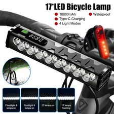 17 LED 10000mAh Bike Light Set Super Bright Headlamp Rear Safety Flash Taillight
