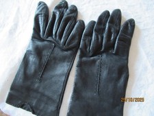 BLACK LEATHER LADIES GLOVES IN SIZE 7.5 SWAIN AND ADENEY, SILK LINED