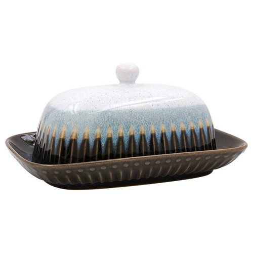 Reactive glaze butter dish and - reactive,