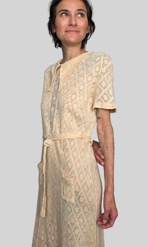 1930s cotton lace day dress - 1930s,