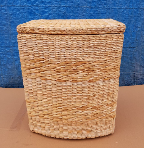 Woven wicker laundry basket - wicker,