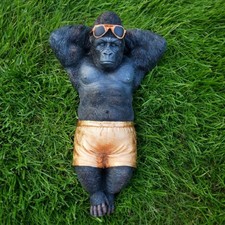 Chilling Gorilla Garden Ornament 44cm Fun Resin Monkey Statue Outdoor Decor