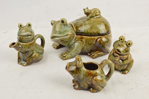 Frog ceramic tea condiment set - frog,