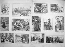 Old Antique Print 1887 Royal