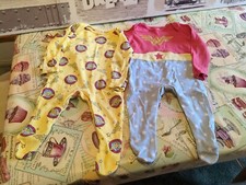 Pair Of Girls Wonder Woman Babygrows 3-6 Months