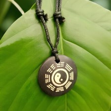 Yin Yang Pendant Agate Necklace Bagua Spiritual Gemstone Feng Shui Jewellery
