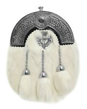 100% LEATHER WHITE RABBIT FUR