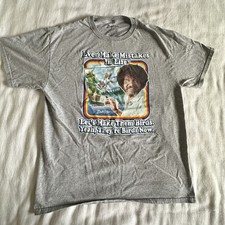 Bob Ross Shirt Mens Large Gray