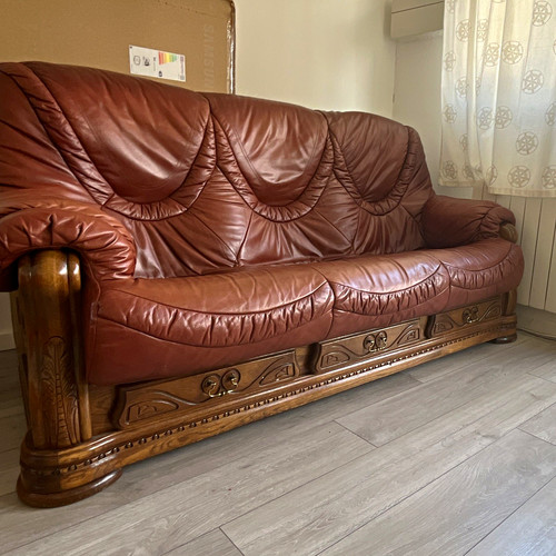 Brown leather seater sofa - brown,
