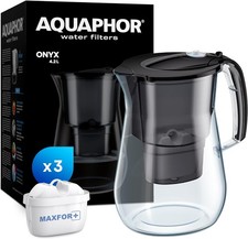 Water Filter Jug AQUAPHOR Onyx Premium Family 4.2L Inc 3 Maxfor+ Cartridge Black