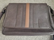 Ted Baker Messenger Bag in Brown with Brown Stripe. Men's bag, adjustable strap