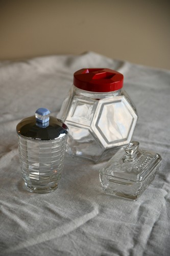 Vintage glass biscuit barrel - vintage,