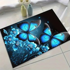 Blue Butterfly Flower Carpet
