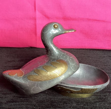 Duck Pewter Trinket Box Brass