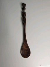Spoon Vintage Wood Carved African Ladies Salad Wooden Tongs Wood Craft