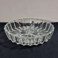 Divided Serving Dish Platter Clear Cut Glass 1970s Vintage Party 18.5cm Diameter