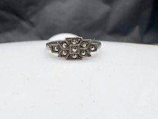VINTAGE / ANTIQUE SOLID SILVER ART DECO MARCASITE SET LADIES RING SIZE Q