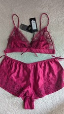 BOUX AVENUE CLARET GUIPURE LACE BRALETTE  & SHORT SET SIZE UK 8 BNWOT RRP £42