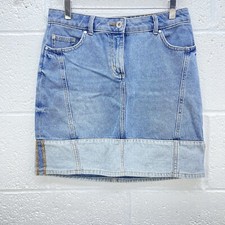 TU VINTAGE BLUE DENIM MINI SKIRT TWO TONE LIGHT BLUE UK 8