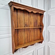 Antique Victorian Rustic Wooden Oak Farmhouse Wall Shelving Unit Display Shelf