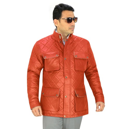Men quilted orange genuine - quilted,