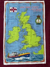 RNLI Irish Linen Tea Towel Life-Boat Chart inc Inshore G.B. & Ireland UNUSED