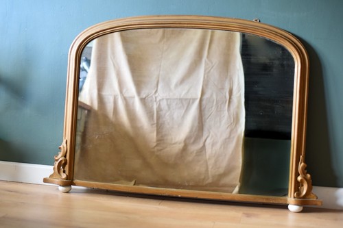 Antique overmantel mirror - overmantel, in