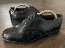 Barker Mens Leather Brogue Wingtip Leather Shoes, Black - Size 7