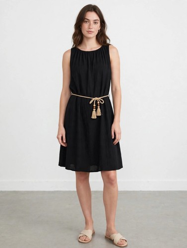 Black sleeveless knee length - black,