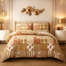 4PC 100% Cotton Rich Duvet Set Microfiber Duvet+Fitted Bed Sheet+Pillow Case Set