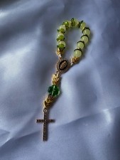 Green glass gold tone decade - &,