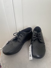 Next Girls Black Matte Standard Fit School Leather Lace-Up Brogues
