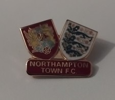 NORTHAMPTON TOWN F.C. Club Crest & Three Lions Enamel Badge FREE POST UK