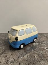 Retro Vintage Blue VW Camper Can Ceramic Money Box