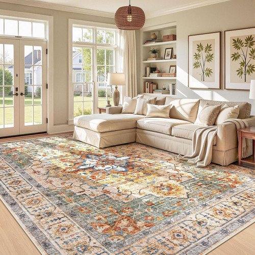 Area rug 9x12 vintage washable - rug,