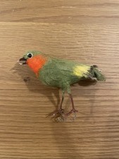 Vintage Bird, Spun Cotton, Wire, Feather, Christmas Tree Ornament (ref 1)