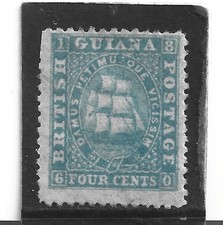 British Guiana 1862 sg 53 lmm thin paper 4c blue, cat. £120