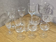 Selection of 12x Decorative Vintage Glasses - Wine, Liqueur, Sherry - All VGC