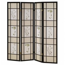 Ore International R5441 - 4 4 Panel Shoji Screen - Black