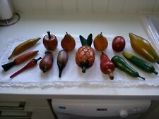 Novel Decorative Hand Carved Collection Of 14 Fruit & Veg Hand Painted.  Used