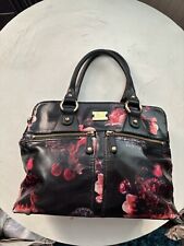 Modalu Pippa Extra Large Bag Pink Red Flowers Cherries Blossom Pattern. Pockets