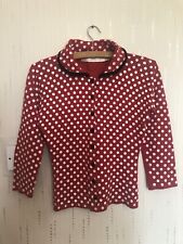 Wheels and Dollbaby Red & White Knit Polka Dot Spotty Velvet Cardigan Size 2