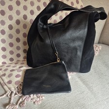Hobbs Black Leather Suede Hobo