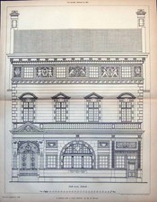 Old Design For Post Office Detail Clock Prize Competition R Watson 1888 19th