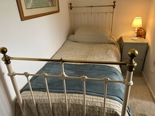 Antique Cast Iron Brass Single Bed Frame With 3 x Bed Boards. Good Condition.