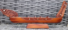 Maori War Tekoteko Hand Carved Long Canoe 1970s New Zealand