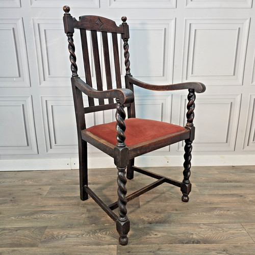 Antique oak armchair barley - antique,