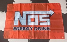 Nos Energy Drink Banner Flag Tapestry Jdm Orange Garage Decoration