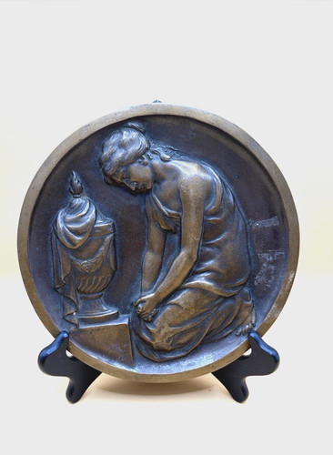 Antique bronze relief plaque - antique,